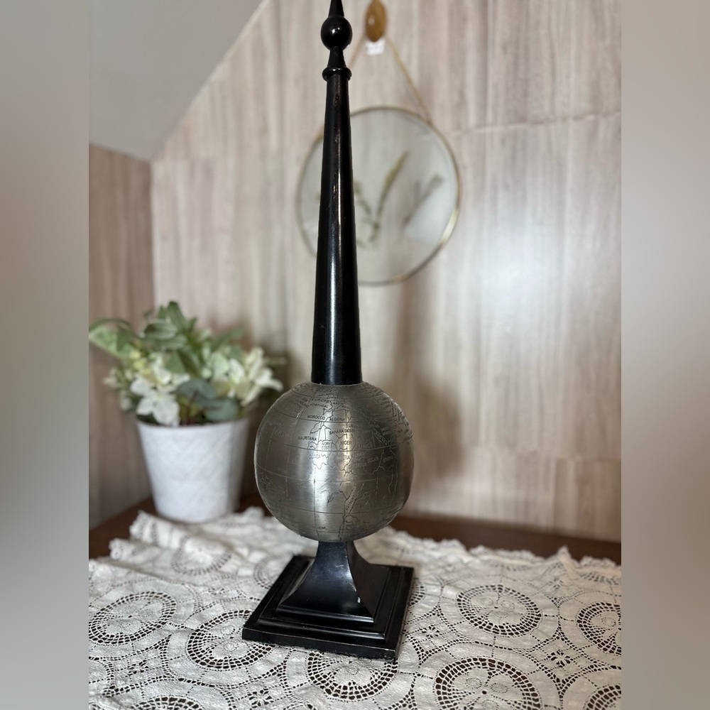Elegant Black and Silver Decorative Globe Mid Century Modern